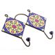 Navy Blue And Red Flower Ceramic Tiles Hooks